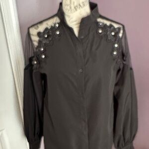 Elegant Black Lace Women's Top